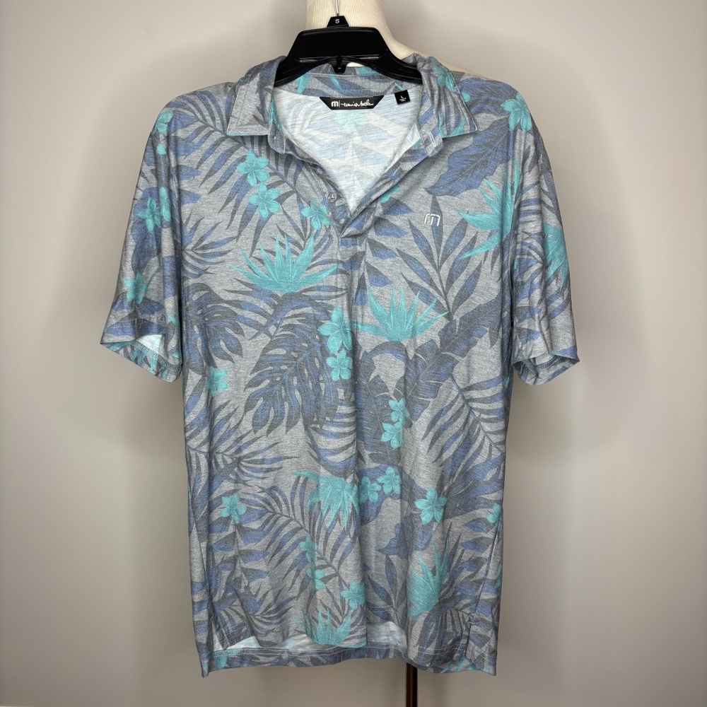 Travis Mathew - Gray & Blue Patterned Polo